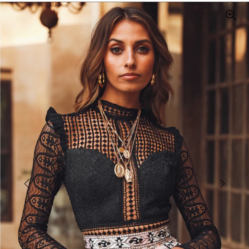 HELLO MOLLY NOT THAT EASY CROCHET BODYSUIT BLACK
